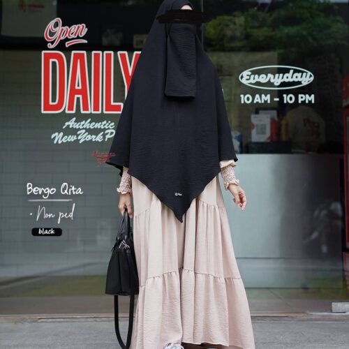 Bergo Qita Non PAD - Black - (Free Stok)